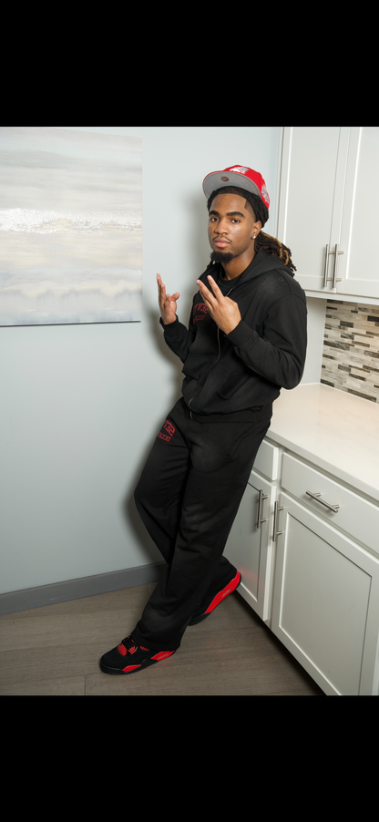 SO Rhinestone Sweatsuits Black/Red