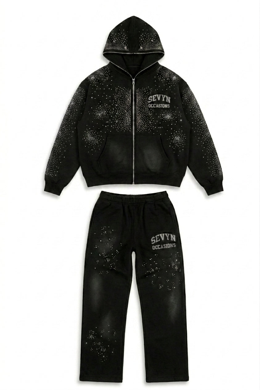 SO Rhinestone Sweatsuit Black/Silver