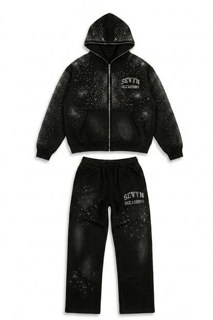 SO Rhinestone Sweatsuit Black/Silver