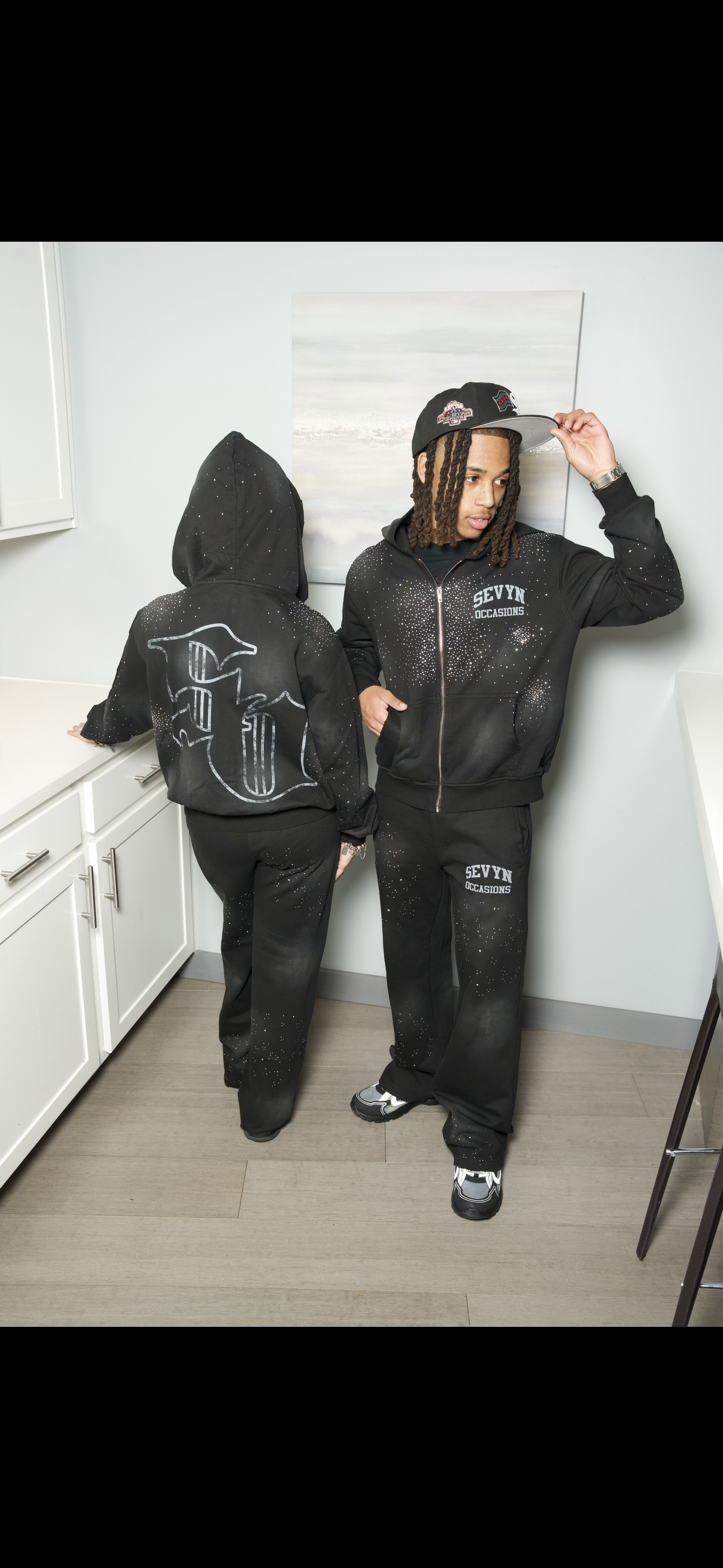 SO Rhinestone Sweatsuit Black/Silver