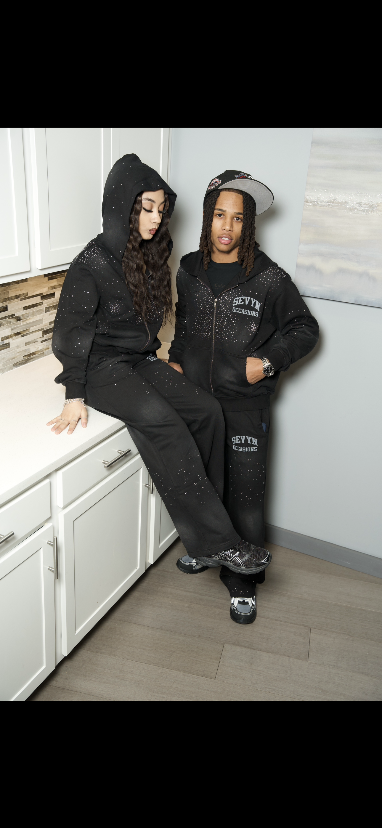 SO Rhinestone Sweatsuit Black/Silver