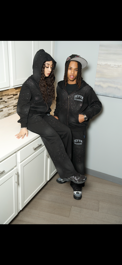 SO Rhinestone Sweatsuit Black/Silver