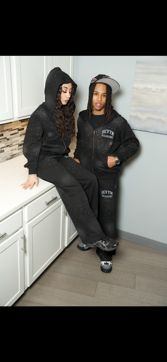 SO Rhinestone Sweatsuit Black/Silver