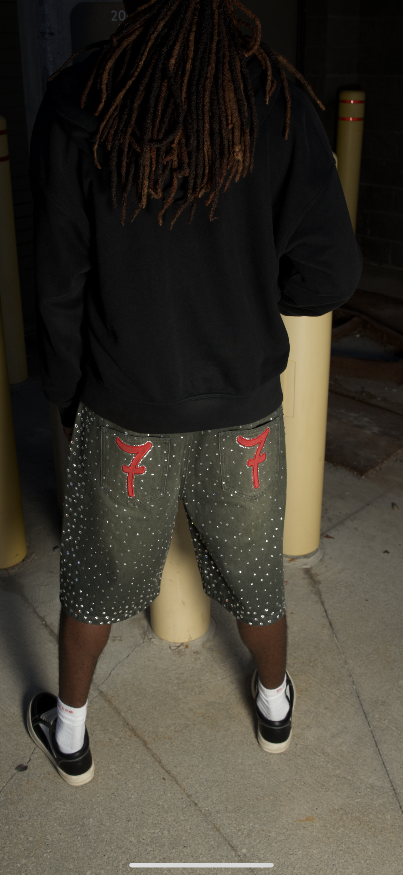 77 Red Rhinestone Jorts