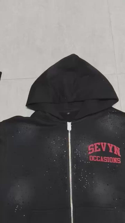 SO Rhinestone Sweatsuits Black/Red